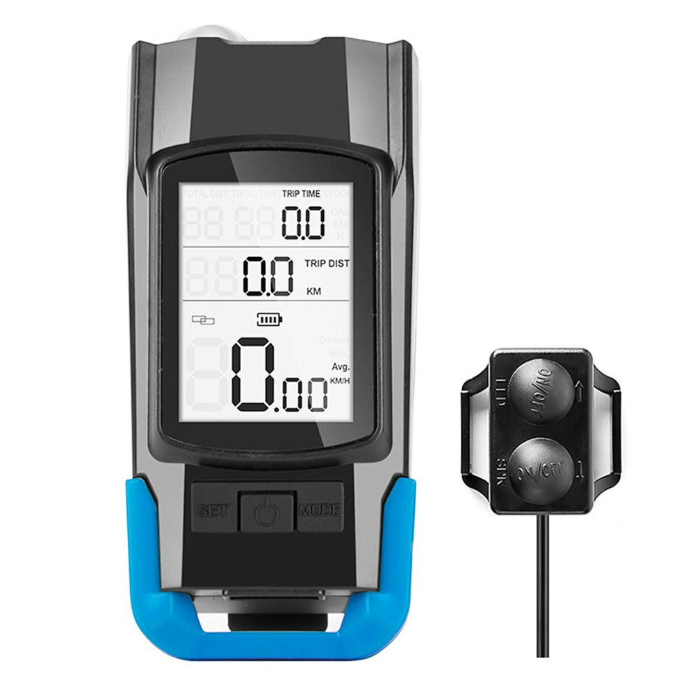 Bike Computer with Alarm Horn -Blue